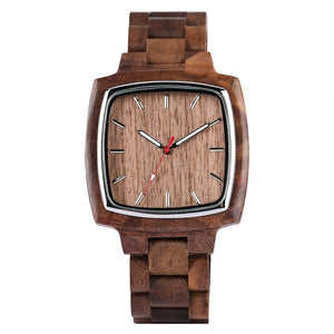 Minimalist Styles Scale Square Dial Walnut Wood Quartz Watch for Men Women Couple Watches Full Wooden Wristband Butterfly Clasp