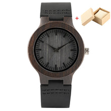 Vintage Ebony Wood Genuine Leather Watch for Men Women Stylish Casual Couple Styles Red Seconds Simple Dial Wooden Wristwatches