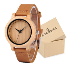 Wooden Case with Bamboo Face and Genuine Leather Band. Several Variants Available