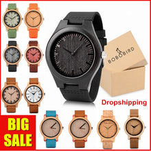 Wooden Case with Bamboo Face and Genuine Leather Band. Several Variants Available
